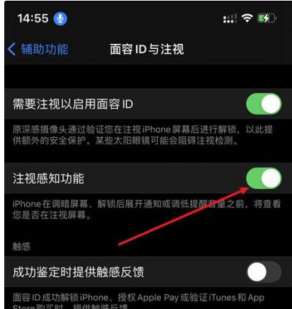 邗江苹果14维修网点分享iPhone14注视感知功能有什么用 